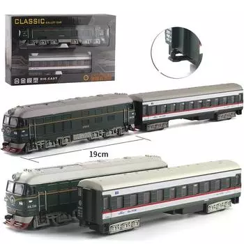 Масштаб 1/87 Dongfeng Diesel Retro Train, литая под давлением модель поезда, игрушечный поезд с откатным механизмом со звуком и светом для детей, коллекция подарков для мальчиков и девочек 1/87-39x4x4cm зелёный