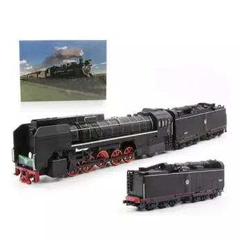 Масштаб 1/87, класс QJ2 № 0001, газовый локомотивный поезд, литая под давлением модель игрушки, поезд с откатным механизмом со звуком и светом для детей, коллекция подарков для малышей 1/87-33x5x5 cm зелёный