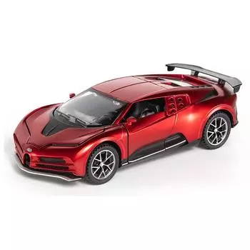 Масштаб Bugatti Centodieci, 1/32, юбилейное издание, литая под давлением модель автомобиля, игрушечный автомобиль со звуком и светом для детей, коллекция для малышей 1/32-15.5x6.5x4cm красный