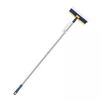 Масштабируемая щетка для чистки пола 2-в-1 с длинной ручкой Портативная V-образная щетка для чистки с жесткой щетиной и скребком синий