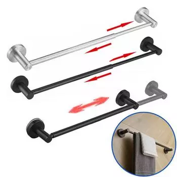 Масштабируемая вешалка для полотенец из черной матовой нержавеющей стали, настенная, для кухни, ванной комнаты, регулируемая, 37-63 см, полка, вешалка для полотенец