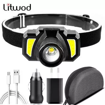 Масштабируемые светодиодные фары с датчиком встроенной батареи XP-G Q5 Налобный фонарик Лампа налобный фонарь Водонепроницаемый белый красный излучающий цветной свет Package A