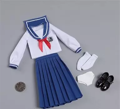 Масштабная фигурка CDToys CD031 Синяя модная красивая школьница невинная длинная юбка версия матросской формы и обуви комплект и голова нет [TOYBARJAPAN]