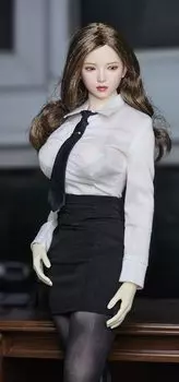 Масштабная фигурка в стиле GS, совместимая с телом TBLeague. Белый галстук с длинными рукавами и обтягивающая юбка для офиса, в комплект не входят голова и