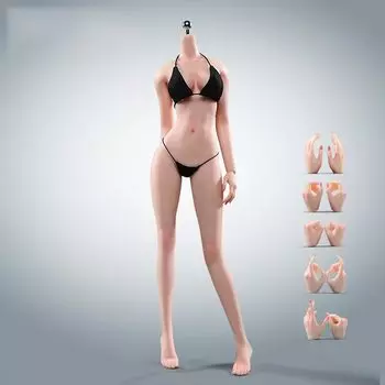 Масштабное женское тело 12 дюймов, супер гибкое тонкое тело, 28 шарниров, мини-кукла 3D, комплект бикини, ноги, бесшовное тело, белое, 1/6, несъемное (Кожа T303B)