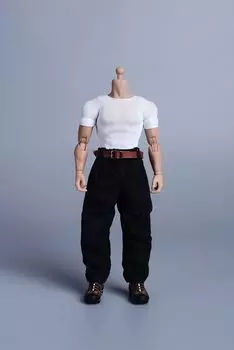 Масштабный мужской женский универсальный подвижный костюм для фигурки, обтягивающие мускулистые штаны, не белые, 1/12 футболка с короткими рукавами, тело, футболка с короткими рукавами +