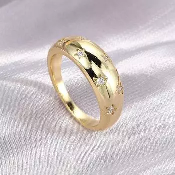 Массивное кольцо со звездой и кристаллом для женщин, винтажные модные кольца золотого цвета с цирконием, кольца на палец, аксессуары в стиле панк, ретро-ювелирные изделия R446 5