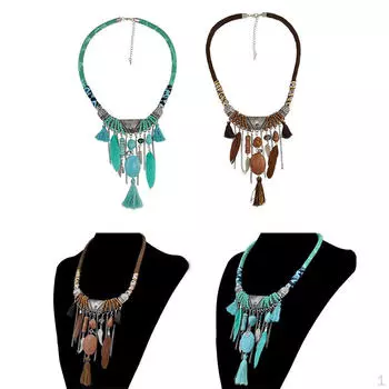 Массивное ожерелье-нагрудник, 2 шт., зеленый и коричневый