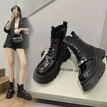 Массивные ботинки Martin, одинарные ботинки, черные ботинки до середины голени 35 чёрный