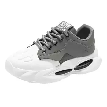 Массивные кроссовки Модные повседневные Верх из микрофибры Платформа с увеличением высоты Белые туфли Мужские дизайнерские С мягкой подошвой Спортивная обувь 39 серый