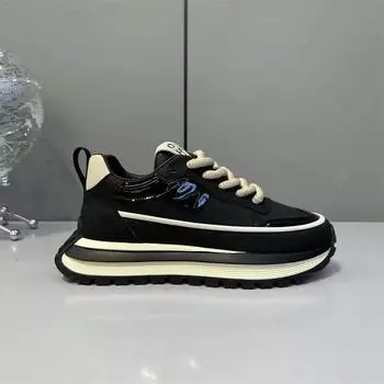 Массивные кроссовки мужские весна-осень мода эластичная мягкая подошва кроссовки удобные нескользящие повседневные туфли теннис мужской 39 чёрный