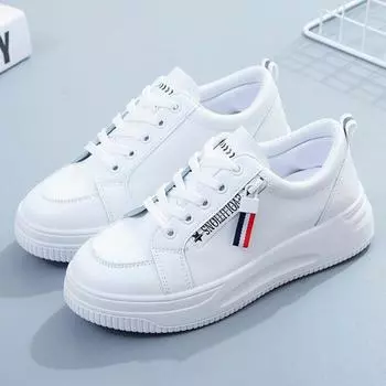 Массивные кроссовки, женские весенние туфли из искусственной кожи со шнуровкой на среднем каблуке, с круглым носком, женская обувь, однотонная вулканизированная обувь на платформе, большие размеры 35 синий