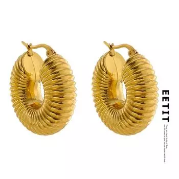 Массивные круглые серьги-кольца Eetit из нержавеющей стали для женщин серебряный