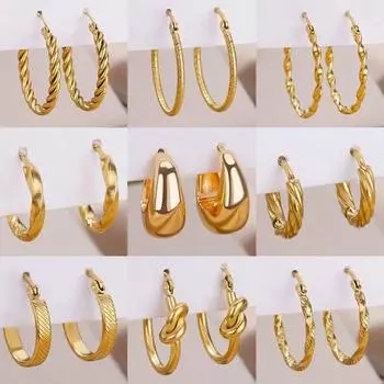 Массивные куполообразные серьги-капли для женщин, винтажные серьги золотого цвета, минималистичные серьги, модные роскошные ювелирные аксессуары, бесплатный подарок Aretes 3