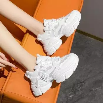 Массивные повседневные женские туфли на шнуровке из вулканизированной кожи, кроссовки на дышащей платформе, спортивные, разноцветные, для отдыха на открытом воздухе, повседневные, женские, теннисные 35