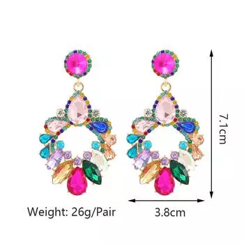 Массивные серьги со стразами, большие висячие серьги для женщин, красочные хрустальные люстры, дизайнерские роскошные ювелирные изделия для свадебной вечеринки и выпускного вечера