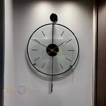 Массивные стеклянные современные декоративные маятниковые металлические настенные часы 40x60см