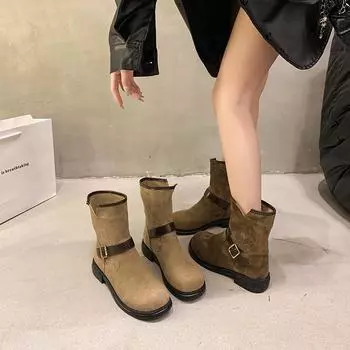Массивные женские ботильоны для снега из замши, модные, удобные, повседневные, женские, трендовые, зимние, дизайнерские, платья, для ходьбы, челси, Botas Mujer 35