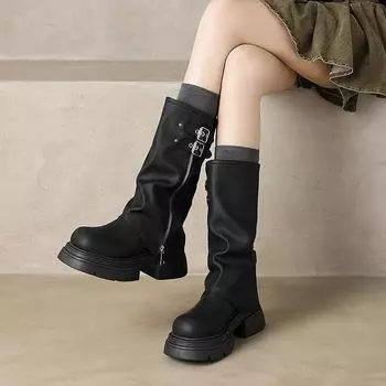 Массивные женские брюки короткие сапоги модные ботильоны с боковыми молниями осенне-зимние женские туфли на платформе и каблуке 35