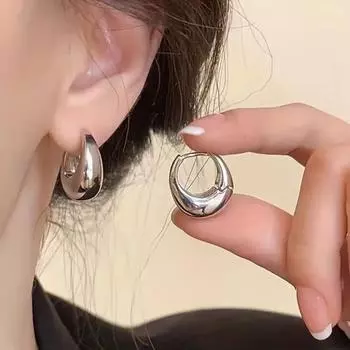 Массивные золотые серьги-каффы для женщин, минималистичные овальные серьги-гвоздики с хрящом, серьги-кольца Huggie золотистый