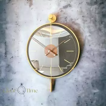 Массивные золотые, современные декоративные металлические стеклянные настенные часы 40*60 см