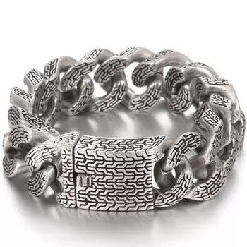Массивный браслет из кубинской цепочки шириной 21 мм для мужчин, винтажные ювелирные изделия, тяжелые мужские браслеты из нержавеющей стали золотого цвета 21.5CM серебряный