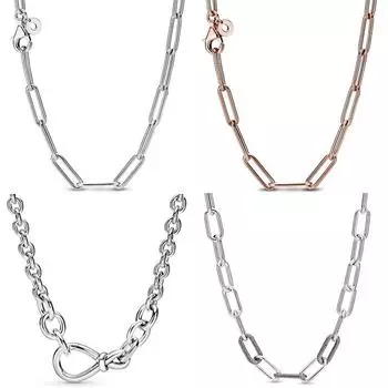 Массивный кабель Infinity Knot Me Link, змеиная цепь, узор, круговое ожерелье из стерлингового серебра 925 пробы для Европы, бисер, подвеска, ювелирные изделия своими руками 50cm