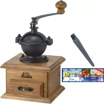 Массовая кофемолка Kalita Classic Mill BR Kalita Genuine Mill Brush Cleaning Set поставляется с пакетом для заморозки со складками [Покупка набора] (коричневый) #42205