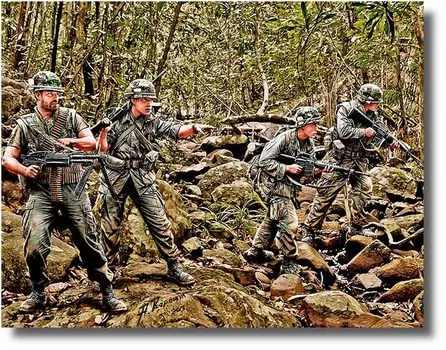 Master Box Американский солдат войны во Вьетнаме 4 Jungle Patrol Пластиковая модель MB35095 1/35
