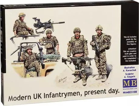 Master Box British 5 Active Infantry Models Middle East Полностью оборудованная сцена для езды на транспортном средстве Пластиковая модель MB35180 1/35