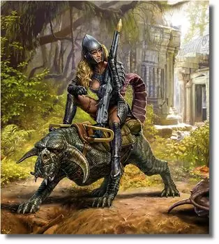 Master Box Fantasy Series Дракон и женщина-воин Электронная пушка Пластиковая модель MB24008 1/24 № 2