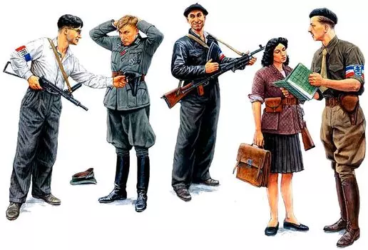 Master Box Французское Сопротивление Немецкий Офицер ПВО 1944 5 Частей Пластиковая Модель MB35051 1/35