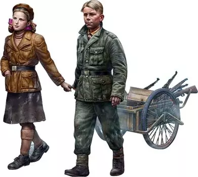 Master Box German National 2 фигурки Hand Cargo Детали включены Пластиковая модель MB35182 1/35 Мальчик, Девочка, Фототравление