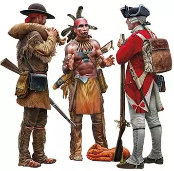 Master Box Indian War 3 Fur Trade British Native Hunters 18th Century Пластиковая модель MB35222 1/35 Солдаты, Американцы, № 4