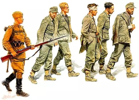 Master Box Немецкая 5 Советская пехота Восточный фронт 1944 6 Пластиковая модель MB35017 1/35 POWs/1