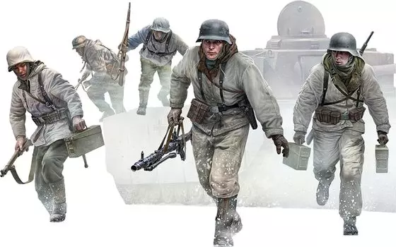Master Box немецкая пулеметная команда 5 тело зимний камуфляж униформа 1944 стрелковое оружие пластиковая модель MB35220 1/35 осень/зима +