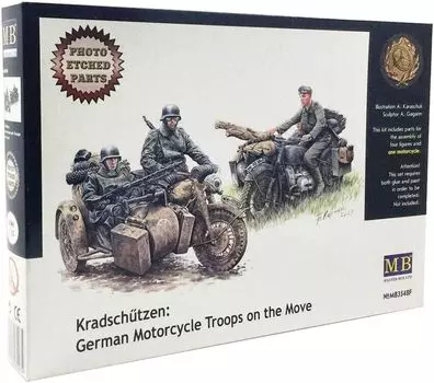 Master Box немецкий мотоцикл 4 1 с пластиковой моделью MB35F48 1/35 солдатики, коляска, фототравленые детали,