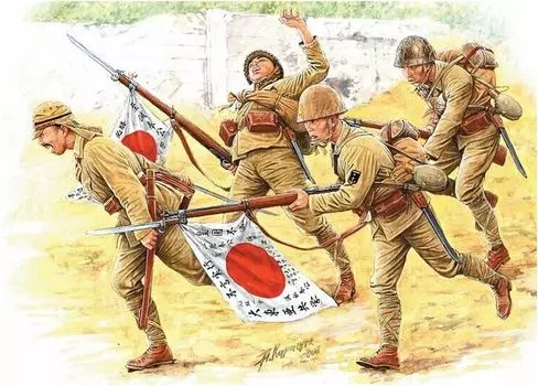 Master Box Японские сухопутные войска ВМС, сцена нападения на Тараву, 1943 г., 4 детали, пластиковая модель MB35042 1/35