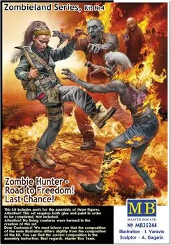 Master Box Zombieland Series Zombie Hunter 1 Female 2 Male and Female Zombies Attacking Plastic Model MB35244 1/35 + (Person)