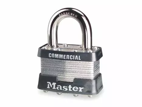 Master Lock ламинированный стальной цилиндровый замок 1JADCOM Ширина корпуса 44 мм Дужка высокая Внутренний диаметр 24 мм (Профессиональная спецификация) чёрный