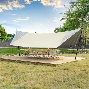 MASTERCANOPY Водонепроницаемый тент с навесом Кемпинг Солнечный свет Жара Высокая вода Легкие шесты, Тень, Тент, Укрытие, Открытый, Большой, UPF50+, Блокирующий, бежевый
