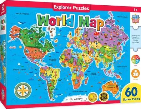 MasterPieces Masterpieces Образовательная карта World Creative Kids Премия First Choice Продукция Stem Пазл из 60 деталей Возраст Мамы 5+