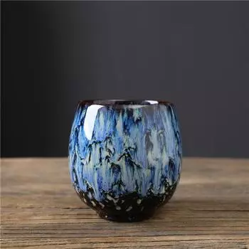 Мастерская чашка с печным изменением, керамическая чайная пиала, чашка для концентрированного кофе, керамическая чашка, большая вместимость, ретро, чашка для кунг-фу 250ml