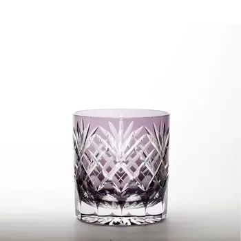 Мастерская стекла Saiho Edo Kiriko Shochu Glass Rocks Glass Old Purple Kenyara Heavy Pattern Сделано в Японии Деревянная коробка Kiriko Подарочная упаковка Подарок