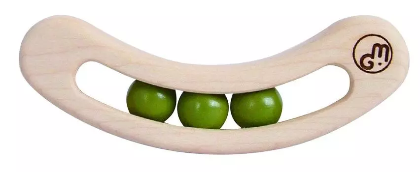 Mastro Geppetto Wooden Toy Rattle FAVA GREEN