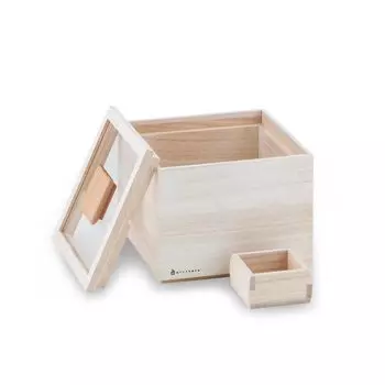 Masuda Kiribako Store Банка для риса Paulownia с чашкой для риса Хранение риса Paulownia в коричневом мультизерновом сухом консерванте для влажности (3 кг)