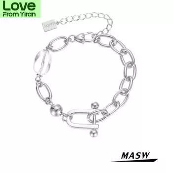 Masw Оригинальный дизайн Высококачественный браслет-цепочка Новый тренд Однослойный геометрический шарм Модные женские ювелирные изделия Браслет Подарки