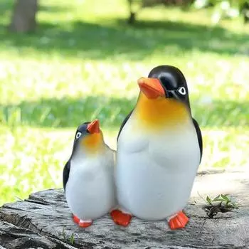 Мать детеныша пингвина фигурка два пингвина смоляная статуя животное скульптура для дома и улицы