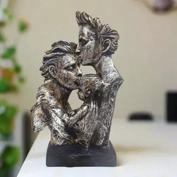 Мать и Отец с Ребенком Семейная Пара Любовь Статуэтка Декоративный Элемент Идол для Домашнего Декора Гостиной и для Подарка, Высота 12 дюймов