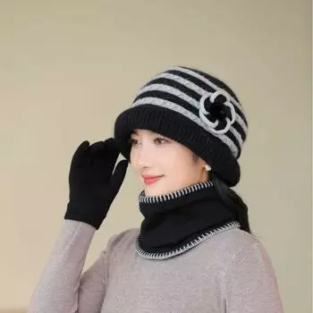 Мать шапка женская зимняя пожилая осень зима пожилая бабушка иностранный стиль старая леди теплая вязаная шерстяная шапка One size